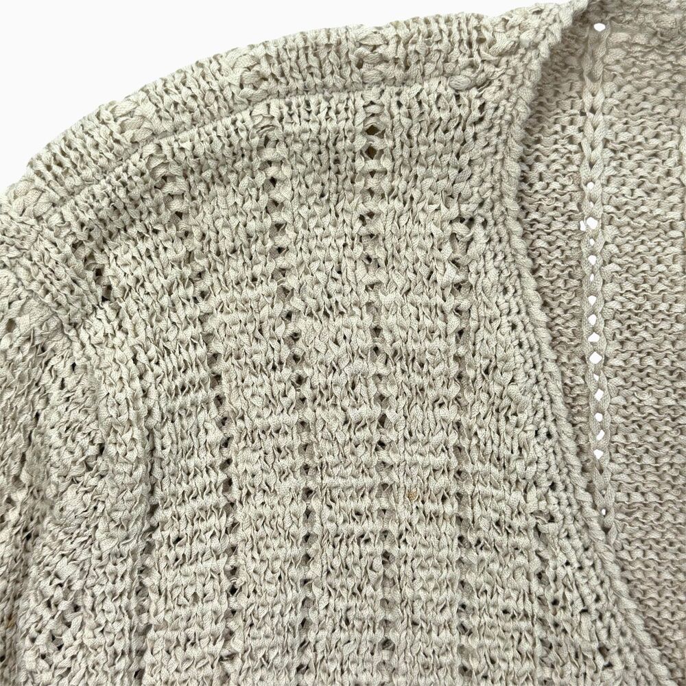 Pendleton Vintage 90s Cardigan Sweater M Beige Open Knit Mother of Pearl Buttons - Picture 3 of 6